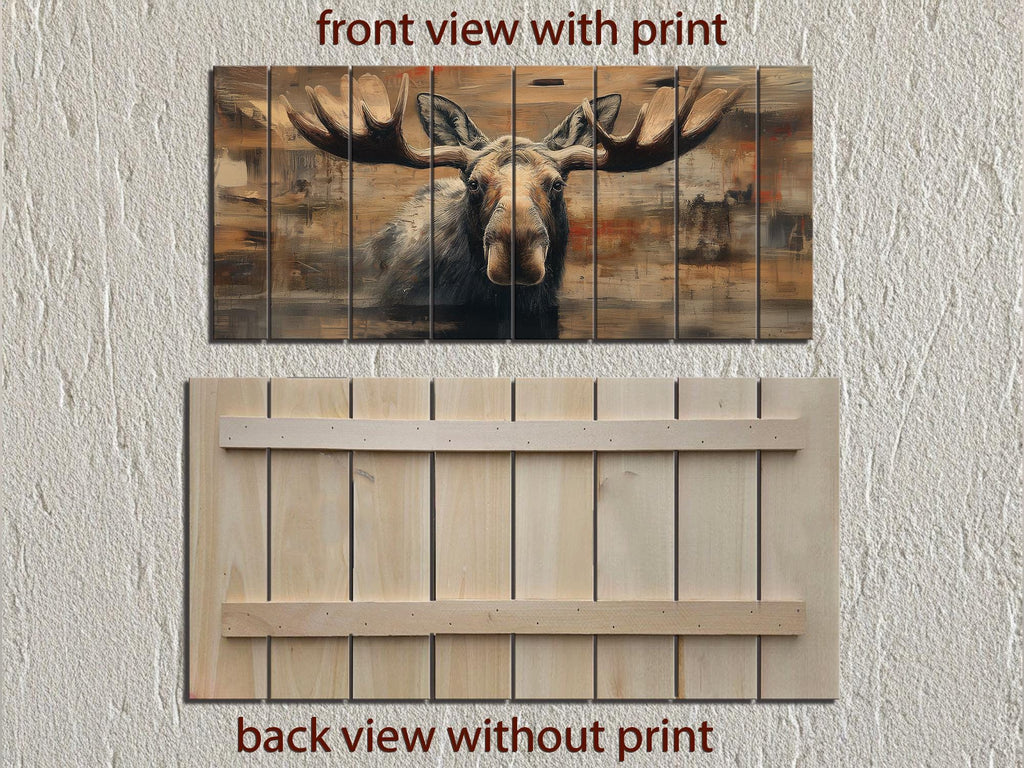 Moose Portrait Large Horizontal Wood Wall Art For Cabin Or Hunting Lodge Decor
