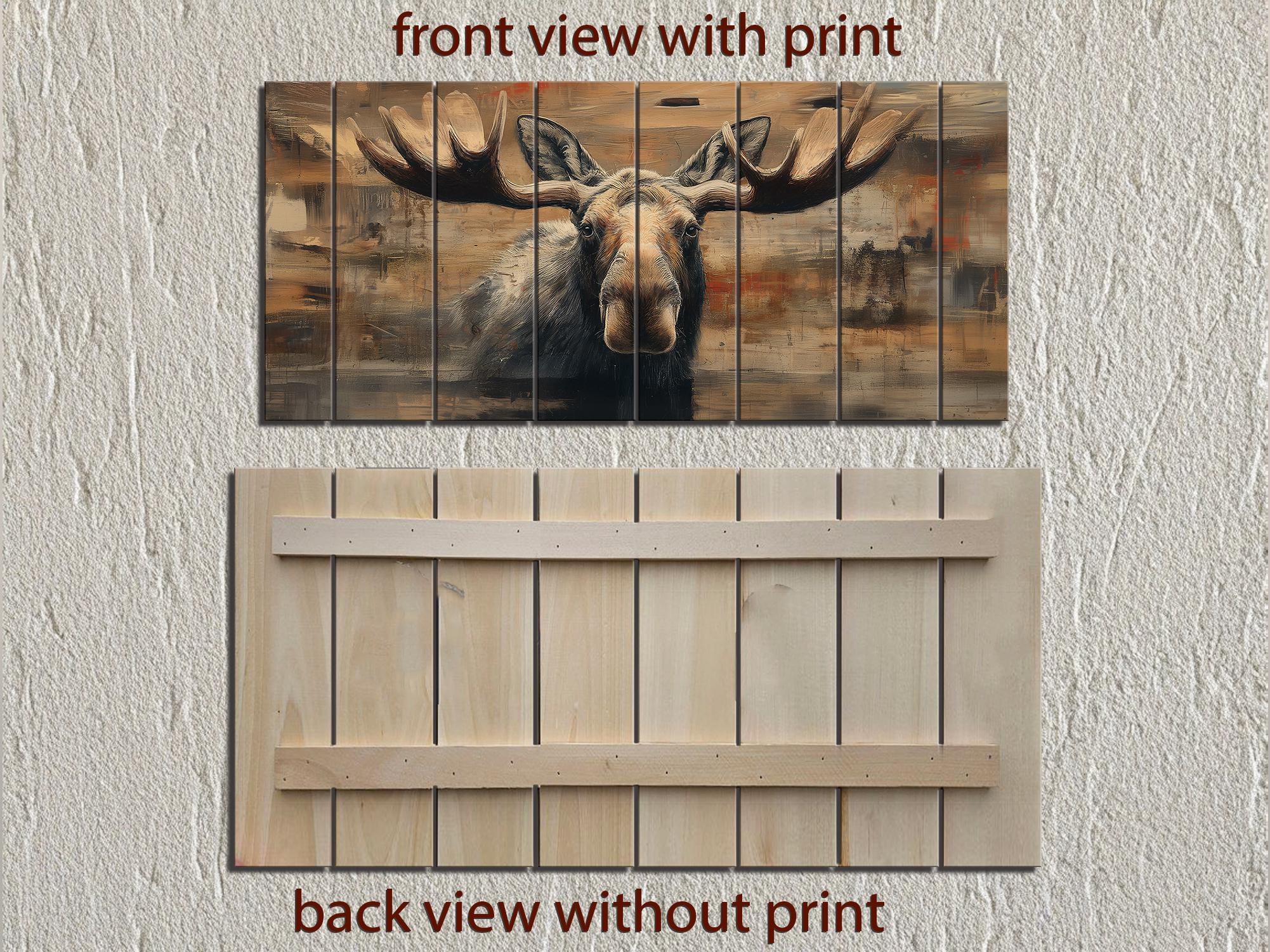 Moose Portrait Large Horizontal Wood Wall Art For Cabin Or Hunting Lodge Decor