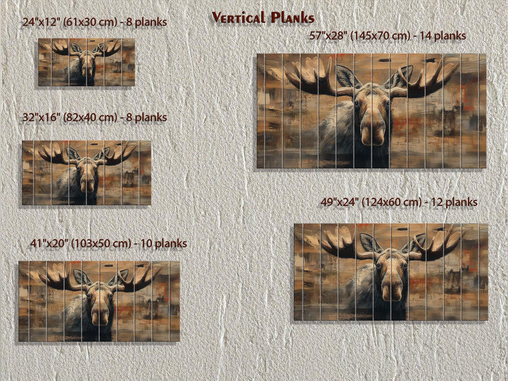 Moose Portrait Large Horizontal Wood Wall Art For Cabin Or Hunting Lodge Decor
