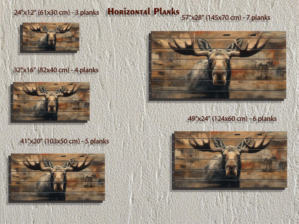Moose Portrait Large Horizontal Wood Wall Art For Cabin Or Hunting Lodge Decor