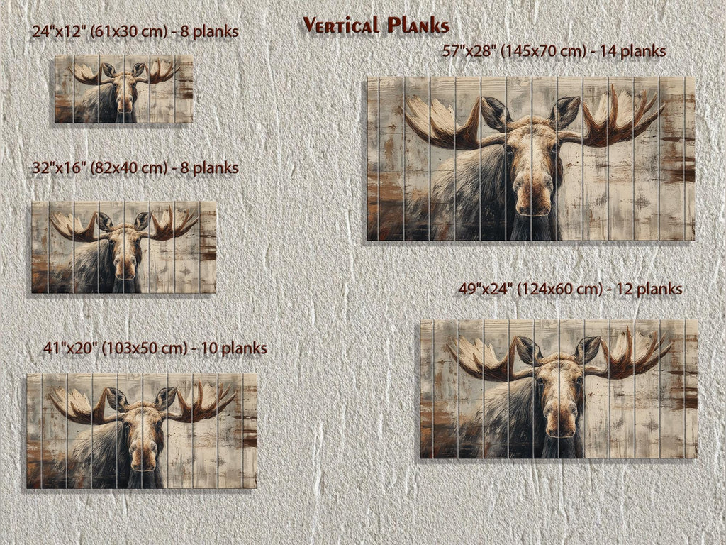 Moose Wall Art - Rustic Cabin Decor Distressed Wood Print | Wildlife Wood Panel