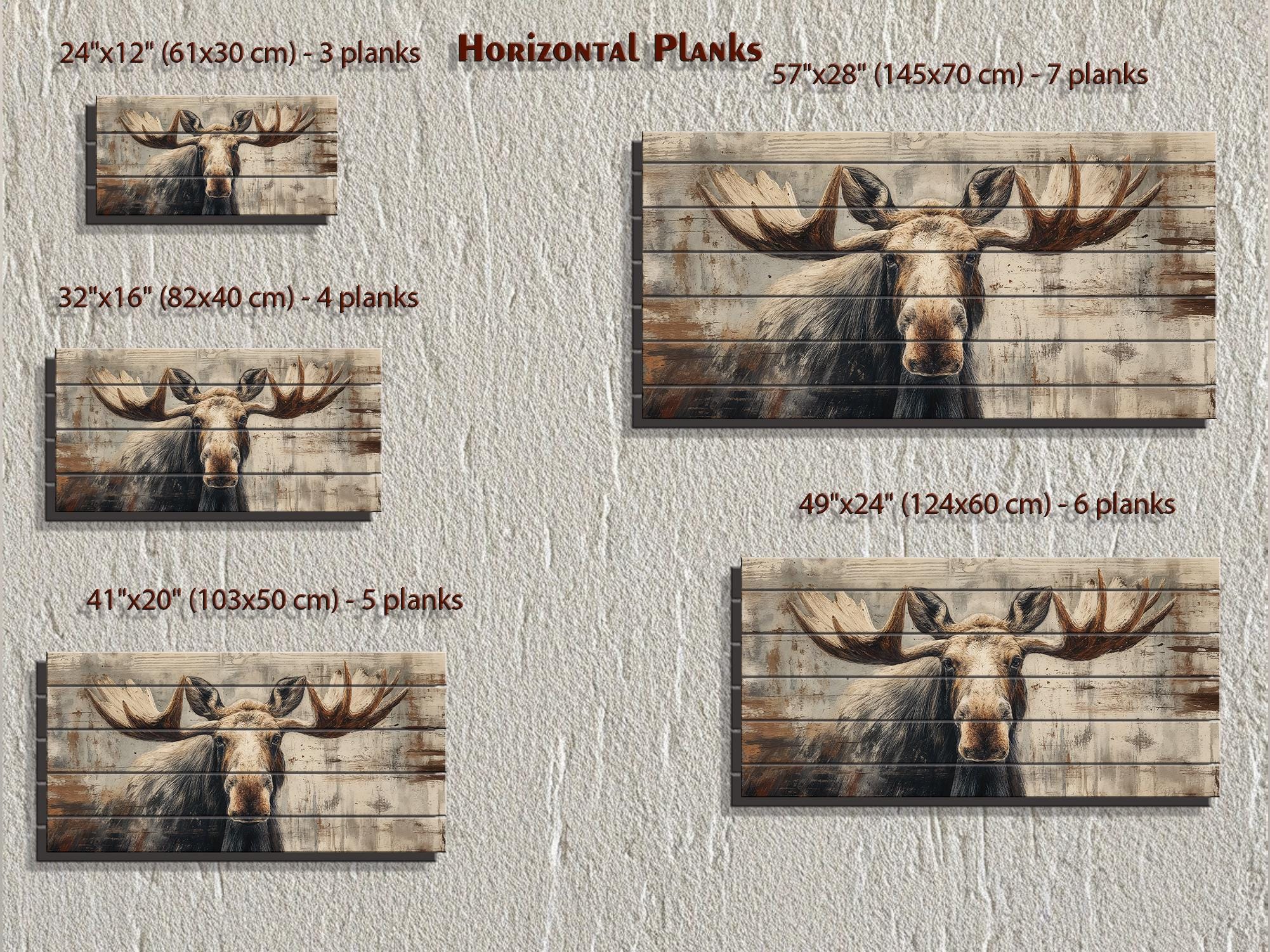 Moose Wall Art - Rustic Cabin Decor Distressed Wood Print | Wildlife Wood Panel
