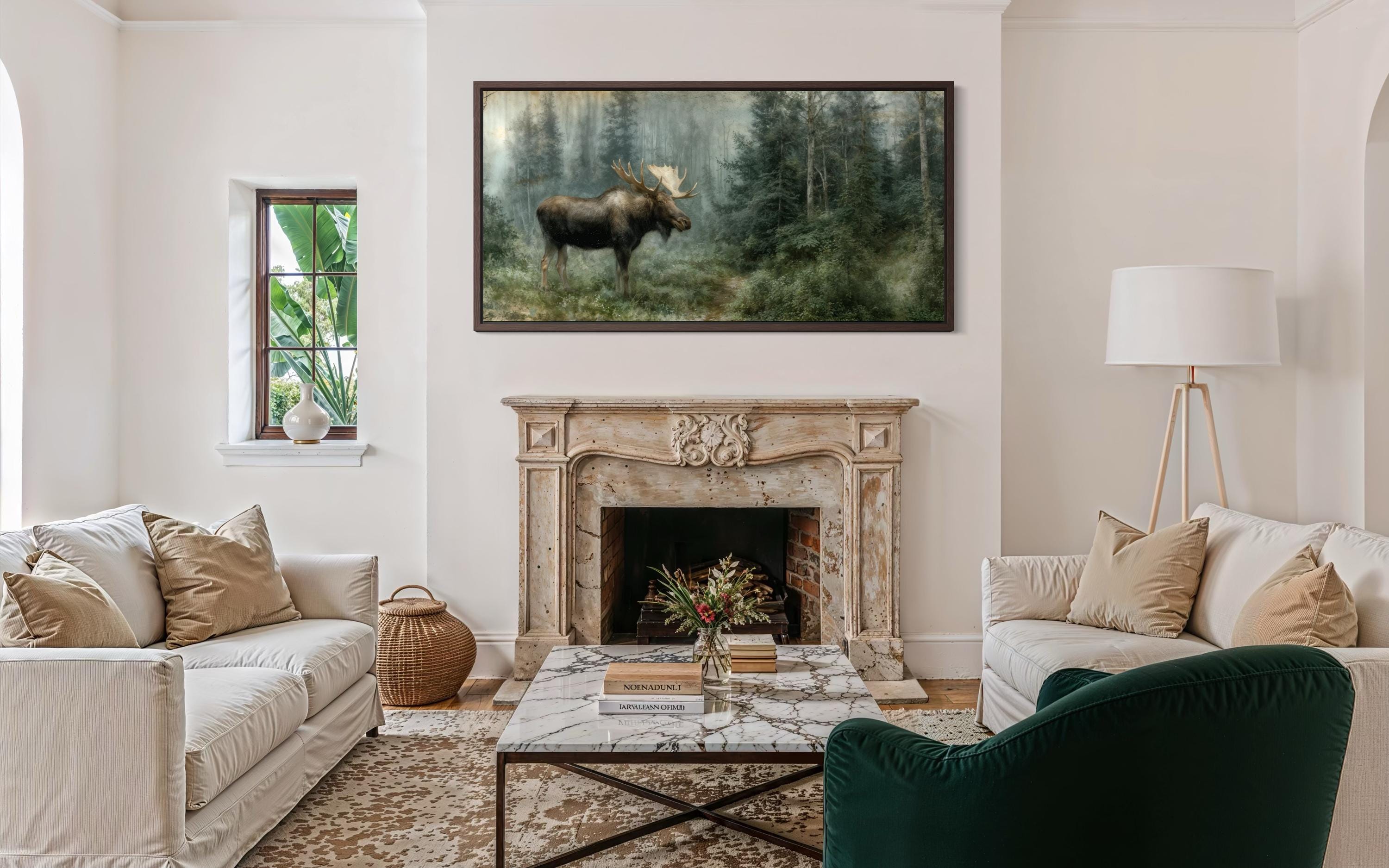 Moose Wall Art - Rustic Cabin Decor Wildlife Canvas Print | Woodland Animal Artwork