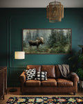 Moose Wall Art - Rustic Cabin Decor Wildlife Canvas Print | Woodland Animal Artwork