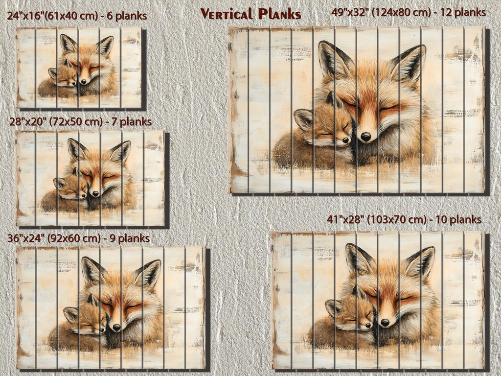 Mother Fox and Baby Fox Rustic Wood Wall Art For Cabin Decor