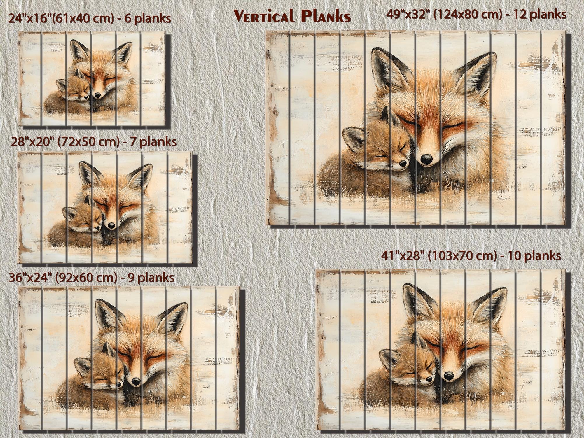 Mother Fox and Baby Fox Rustic Wood Wall Art For Cabin Decor