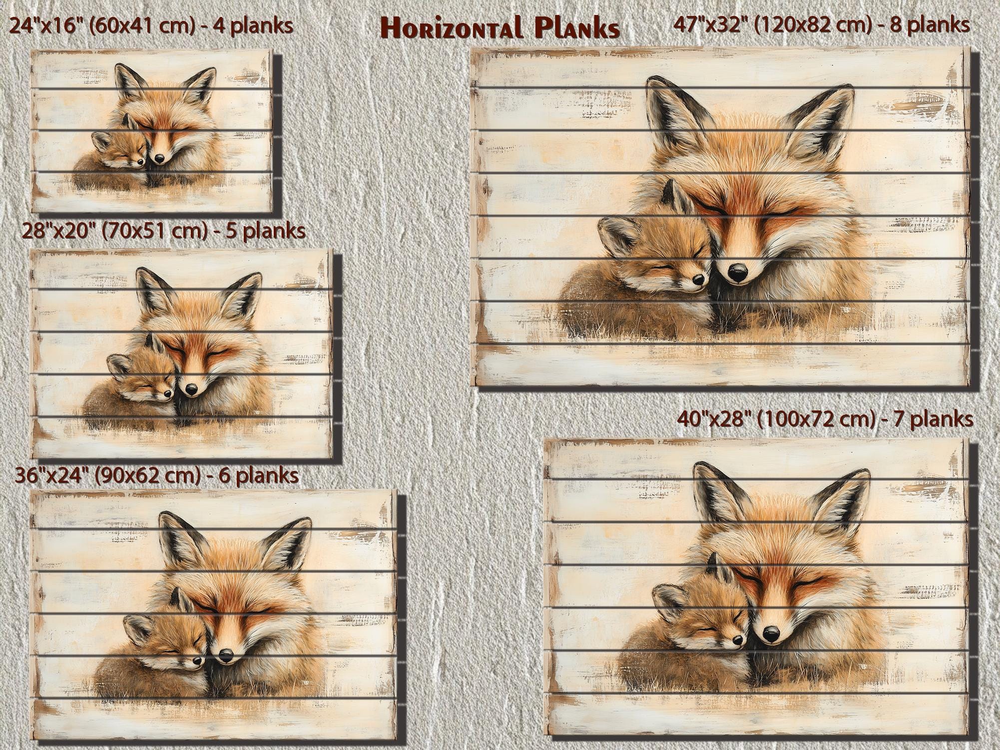 Mother Fox and Baby Fox Rustic Wood Wall Art For Cabin Decor