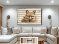 Mother Fox and Baby Fox Rustic Wood Wall Art For Cabin Decor