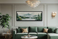Mount Fuji And Lake Landscape Long Horizontal Framed Canvas Wall Art