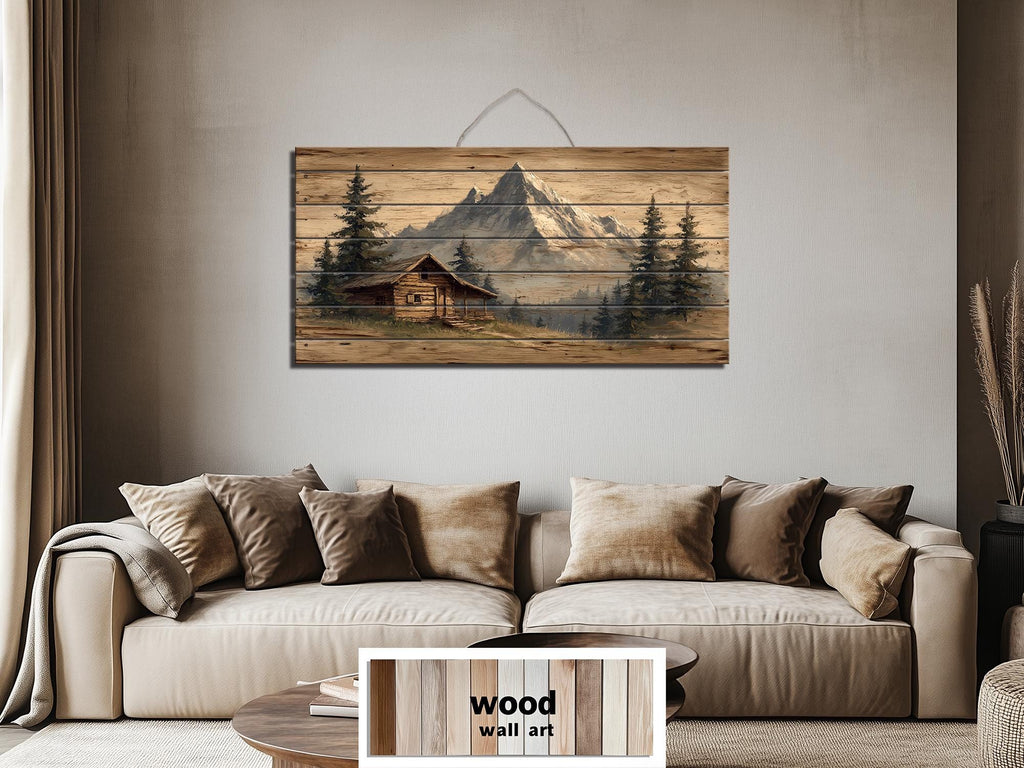 Mountain Cabin Distressed Wood Wall Art For Cabin Decor