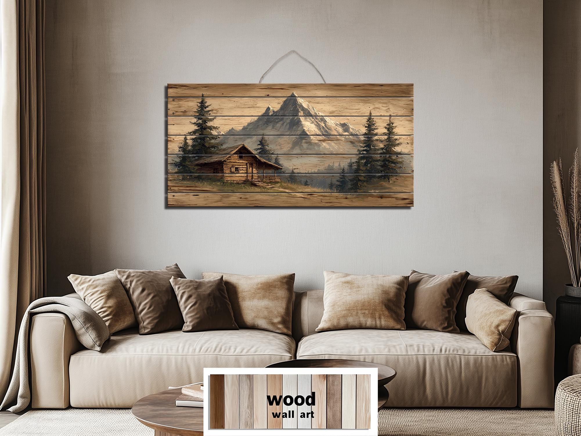 Mountain Cabin Distressed Wood Wall Art For Cabin Decor