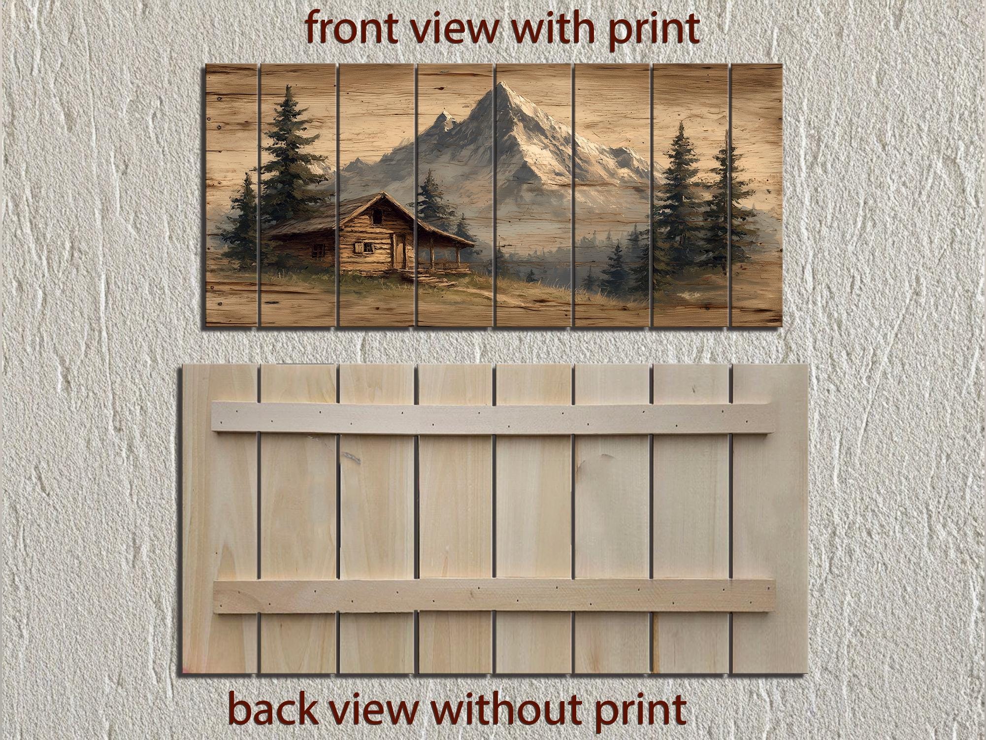 Mountain Cabin Distressed Wood Wall Art For Cabin Decor