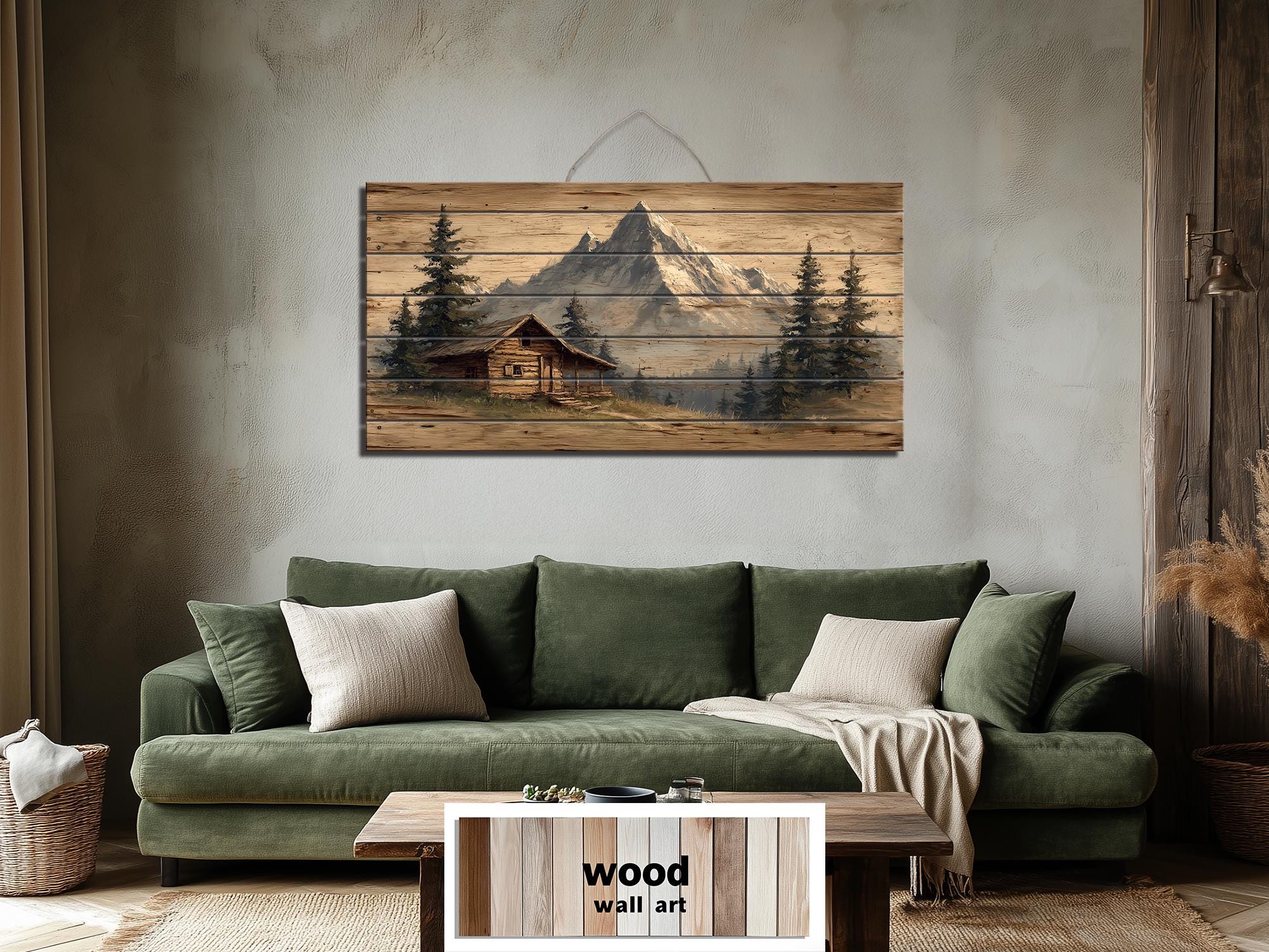 Mountain Cabin Distressed Wood Wall Art For Cabin Decor
