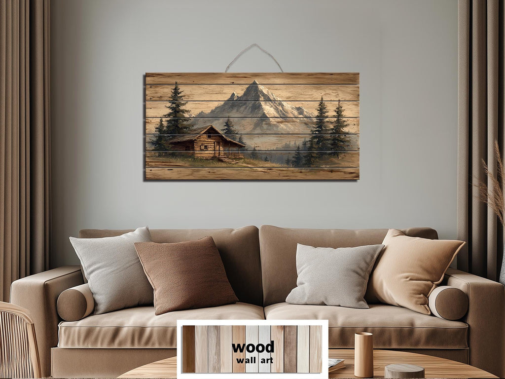 Mountain Cabin Distressed Wood Wall Art For Cabin Decor