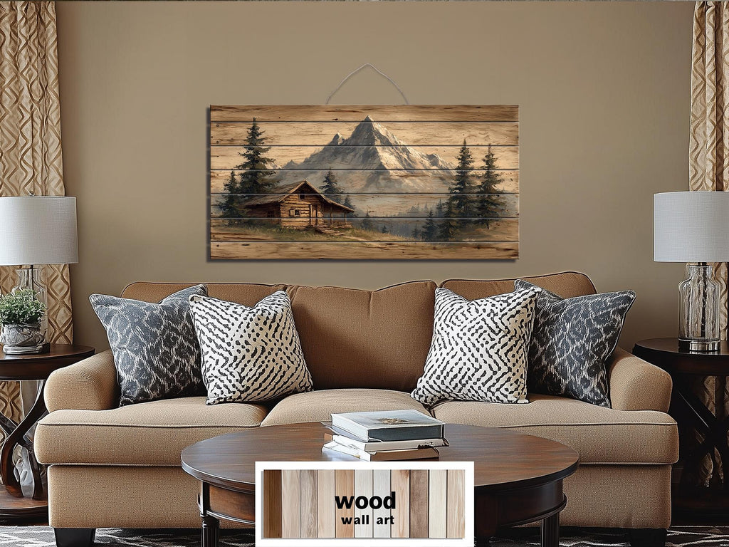 Mountain Cabin Distressed Wood Wall Art For Cabin Decor