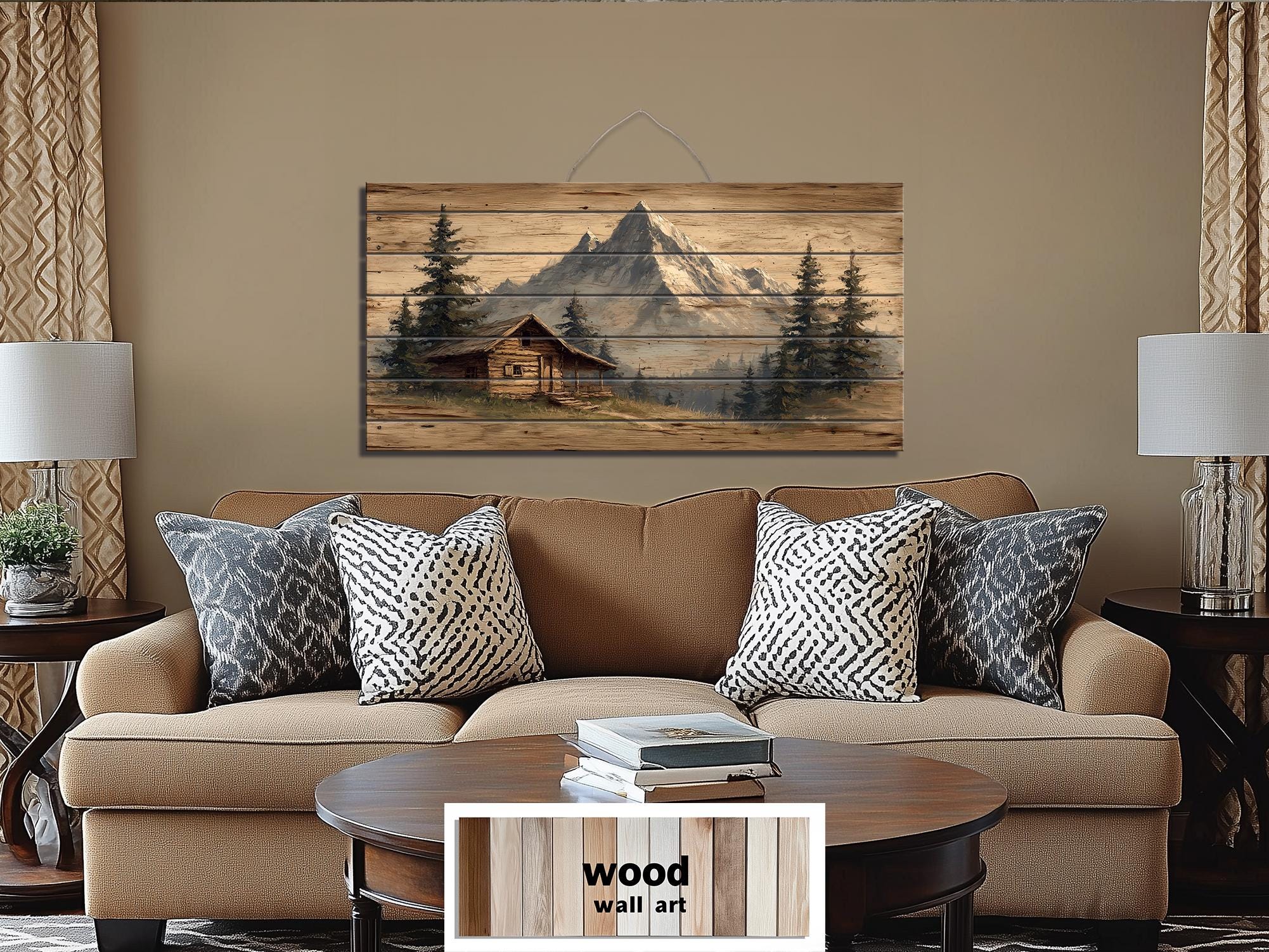 Mountain Cabin Distressed Wood Wall Art For Cabin Decor