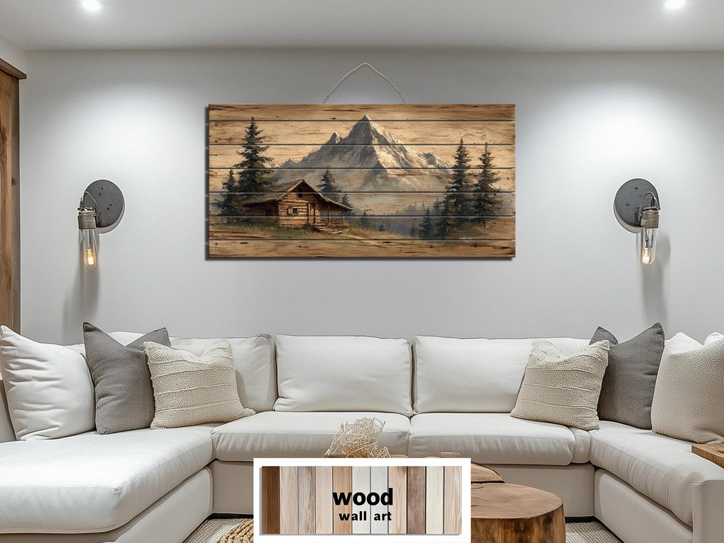 Mountain Cabin Distressed Wood Wall Art For Cabin Decor
