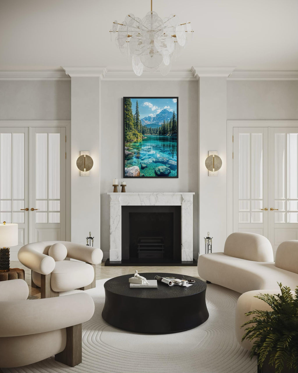 Mountain Lake Vertical Photography Canvas Wall Art