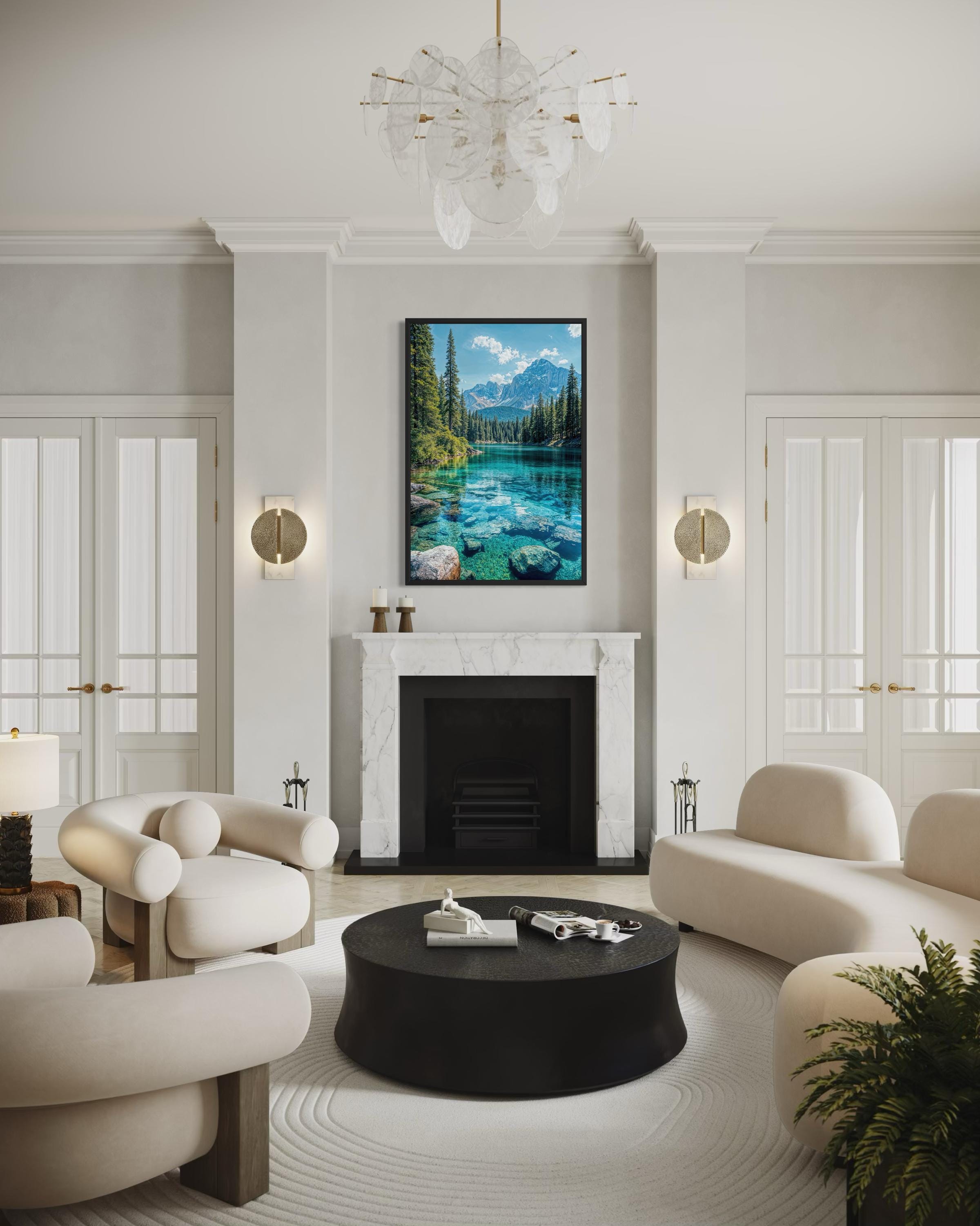 Mountain Lake Vertical Photography Canvas Wall Art