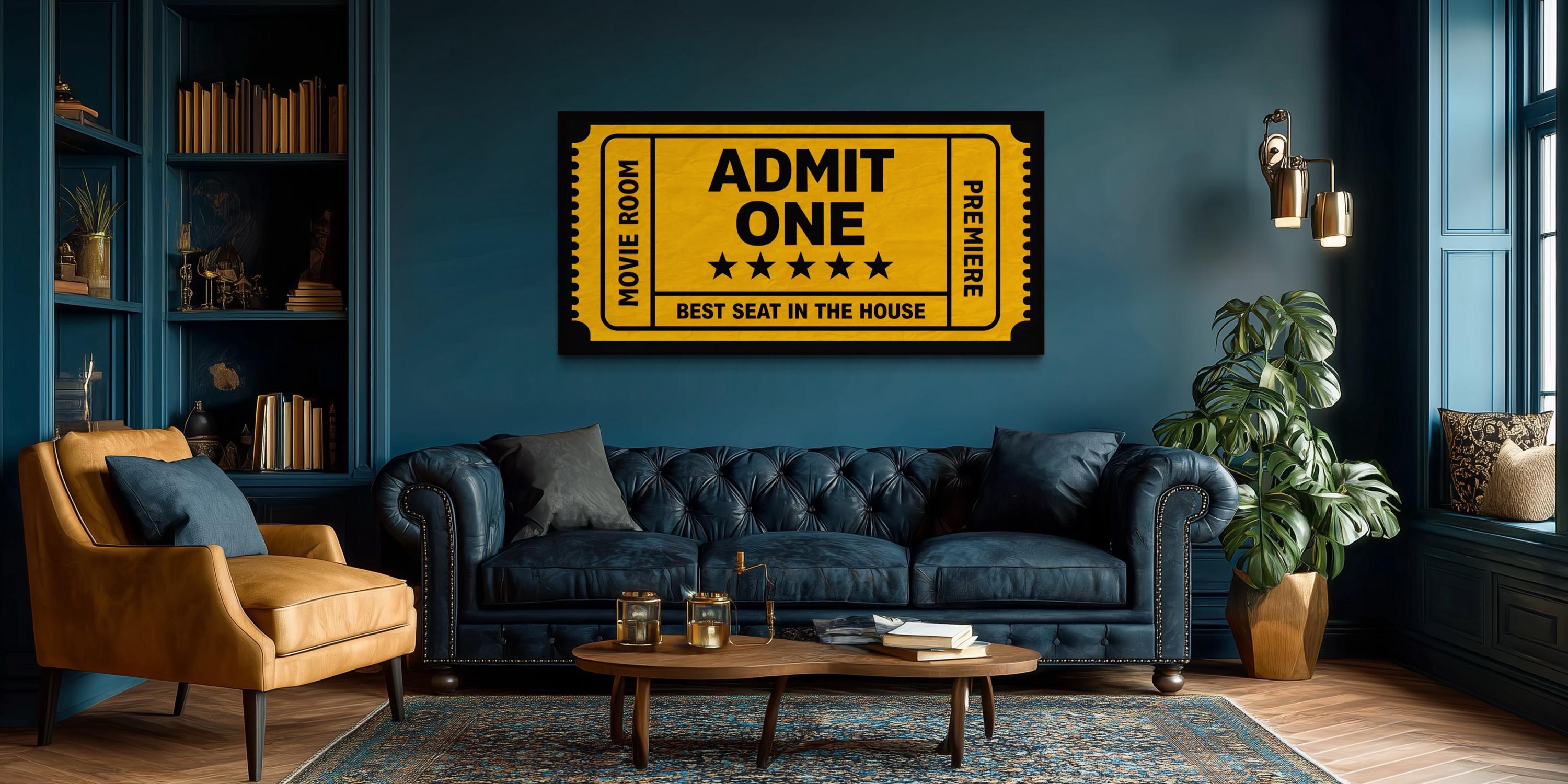 Movie Ticket Wall Art – Vintage Cinema Poster Canvas | Home Theater Decor
