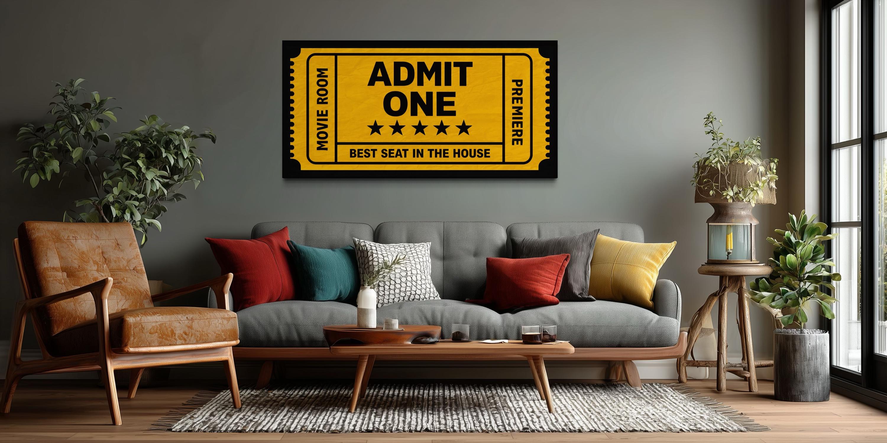 Movie Ticket Wall Art – Vintage Cinema Poster Canvas | Home Theater Decor