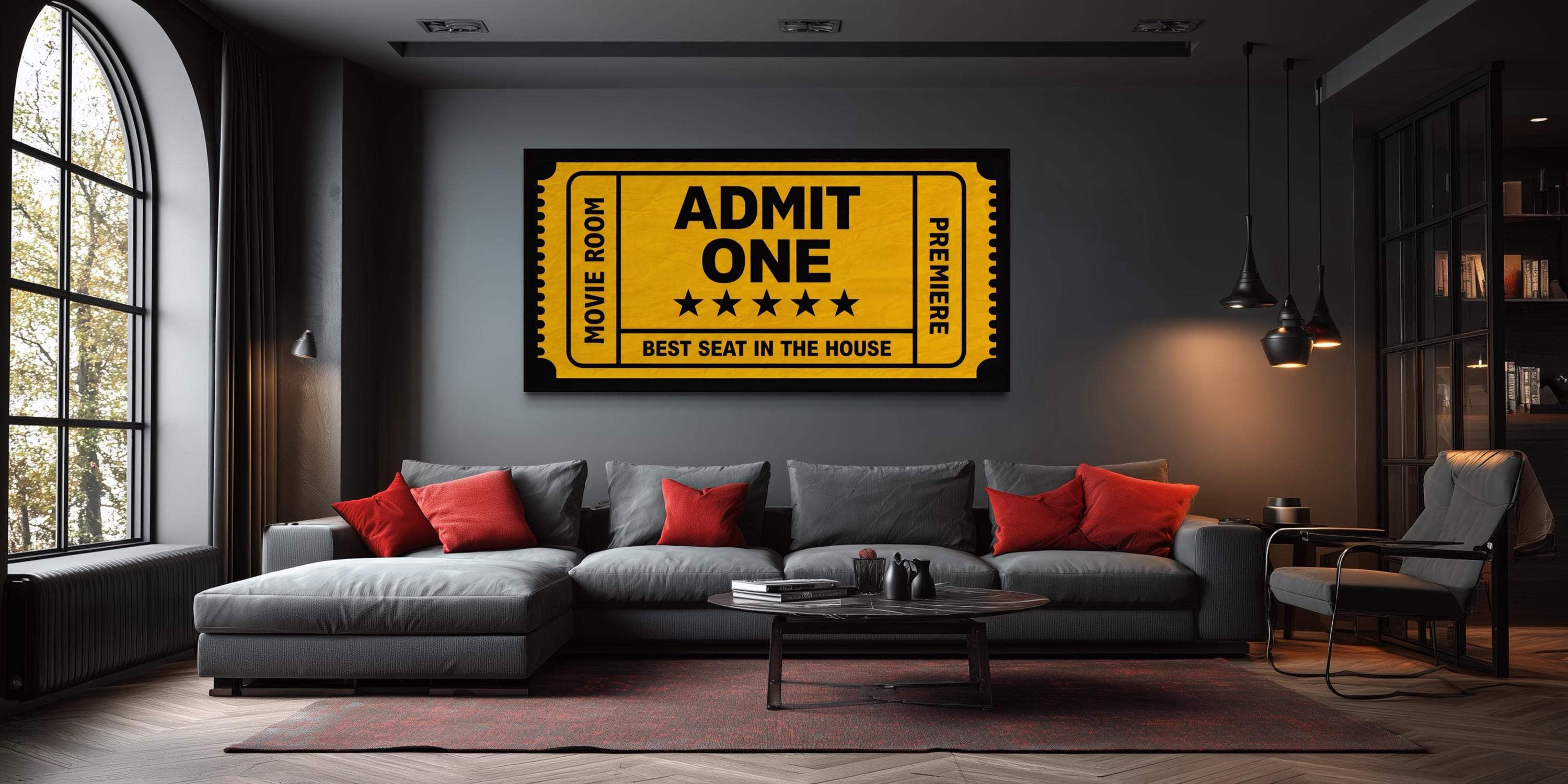 Movie Ticket Wall Art – Vintage Cinema Poster Canvas | Home Theater Decor
