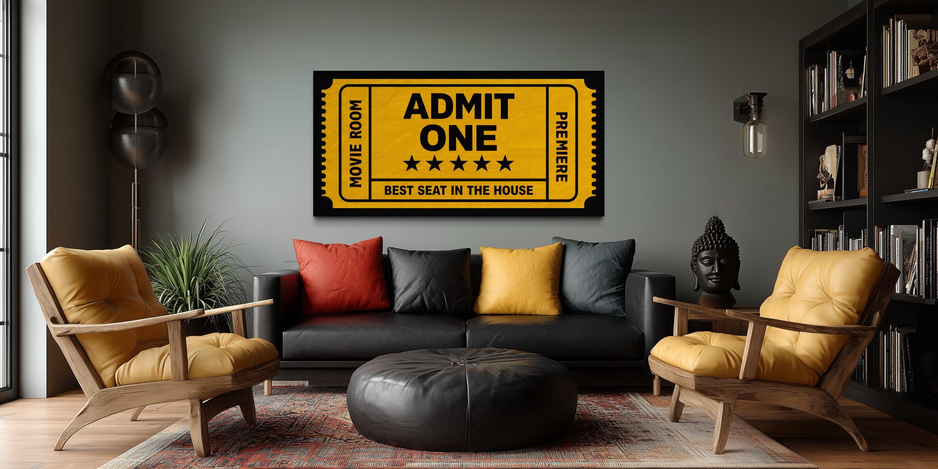 Movie Ticket Wall Art – Vintage Cinema Poster Canvas | Home Theater Decor
