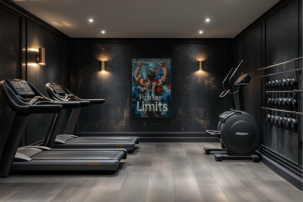 Muscular Man Pushing Limits Fitness Motivation Gym Wall Art
