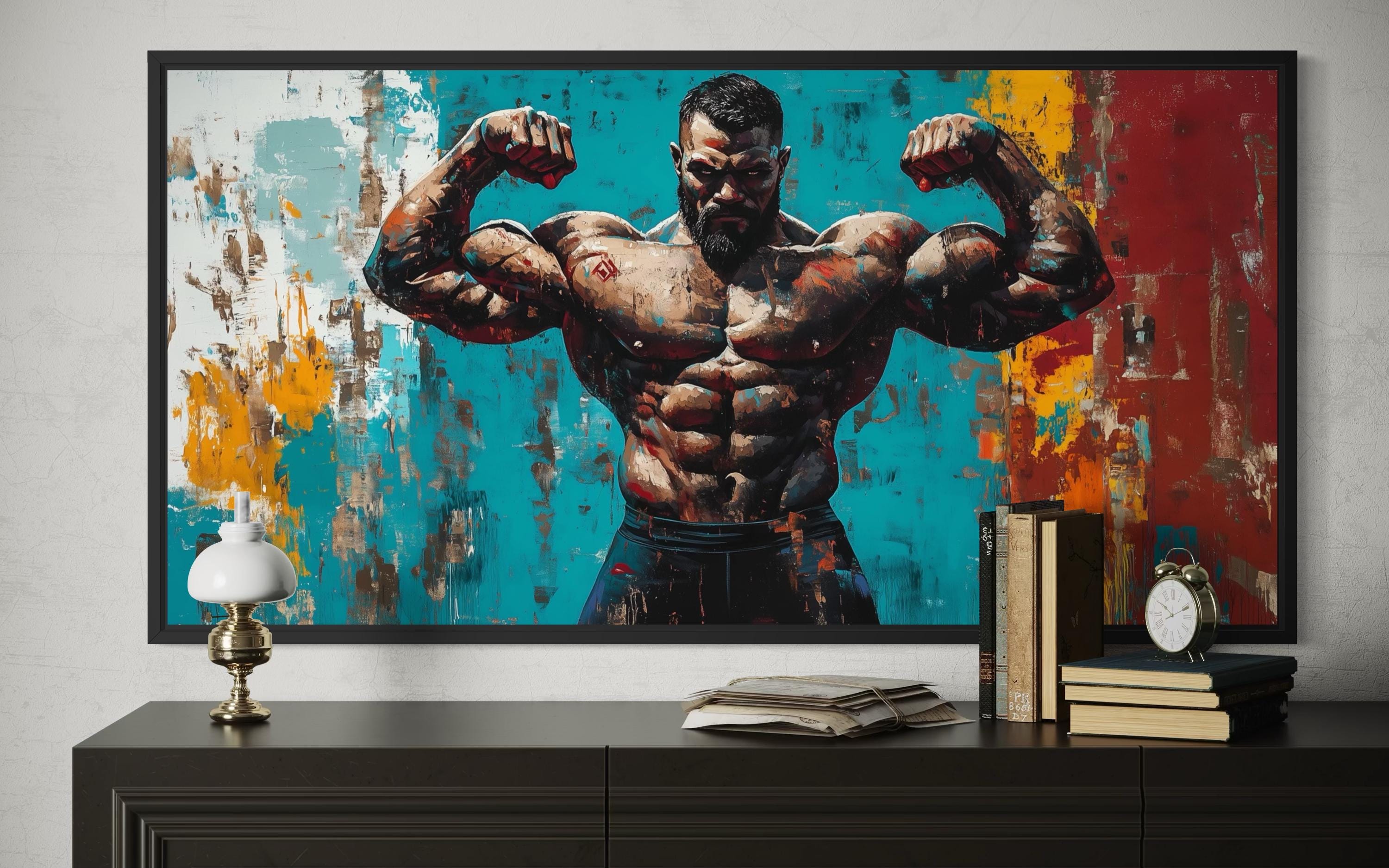 Muscular Man Wall Art – Bold Strength Workout Room Canvas | Fitness Motivation Art