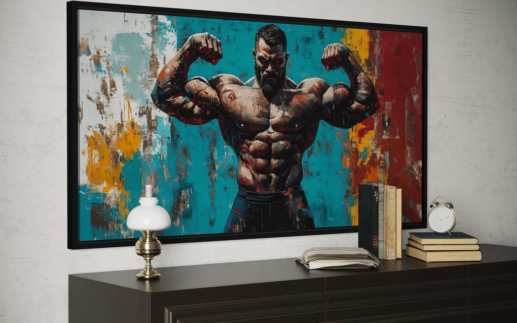 Muscular Man Wall Art – Bold Strength Workout Room Canvas | Fitness Motivation Art