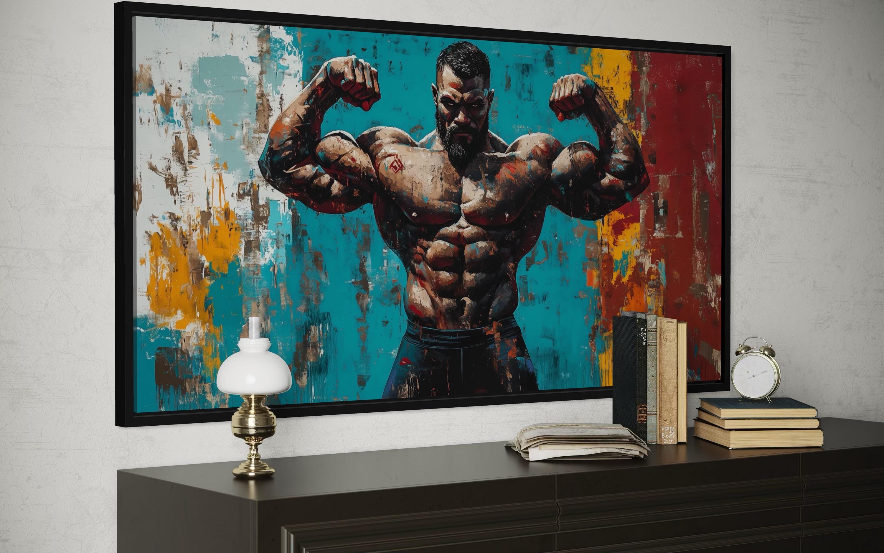 Muscular Man Wall Art – Bold Strength Workout Room Canvas | Fitness Motivation Art