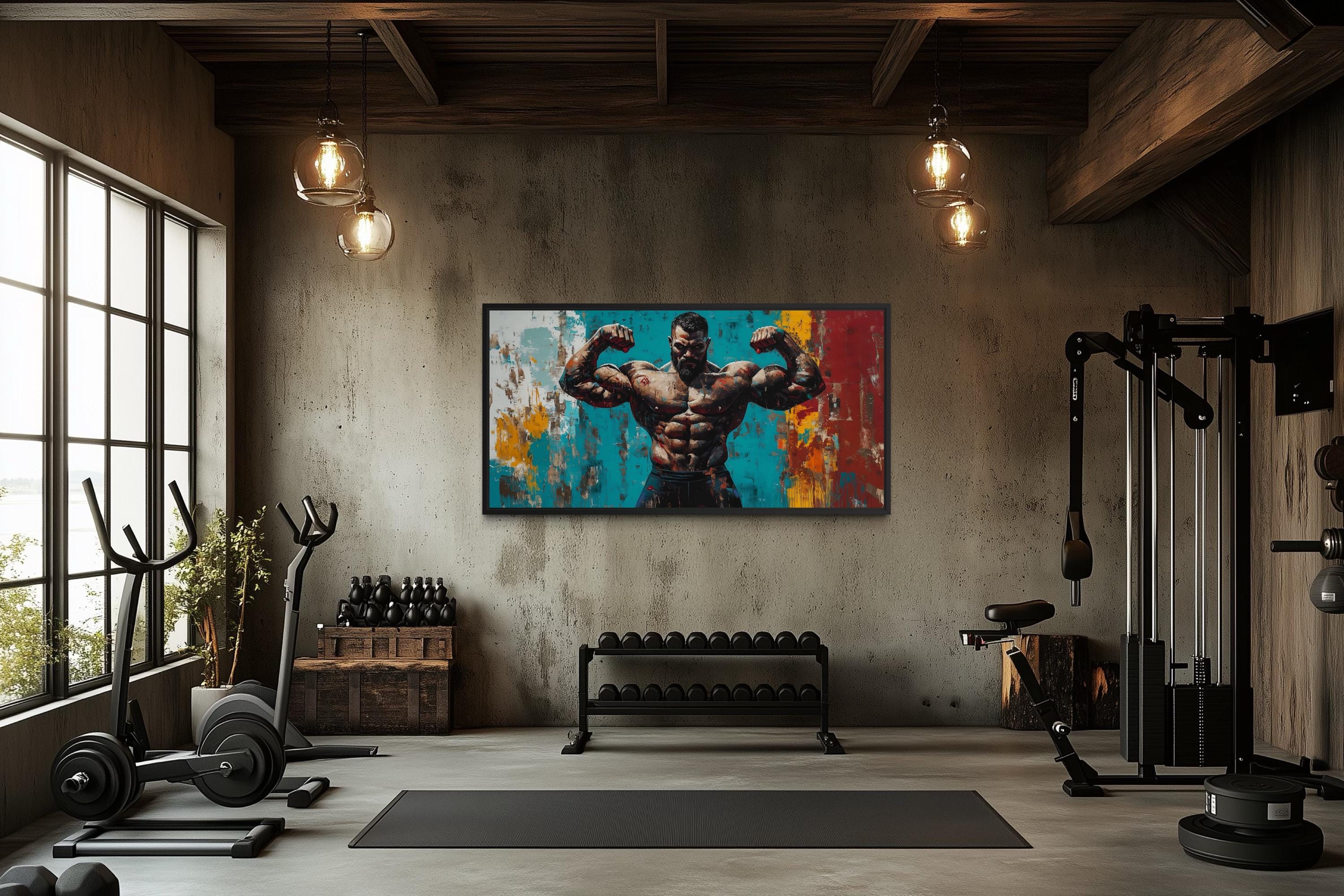 Muscular Man Wall Art – Bold Strength Workout Room Canvas | Fitness Motivation Art