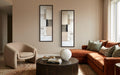 Narrow Geometric Neutral Abstract Set of 2 Canvas Wall Art