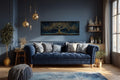 Navy Blue Gold Yggdrasil Panoramic Framed Canvas Wall Art
