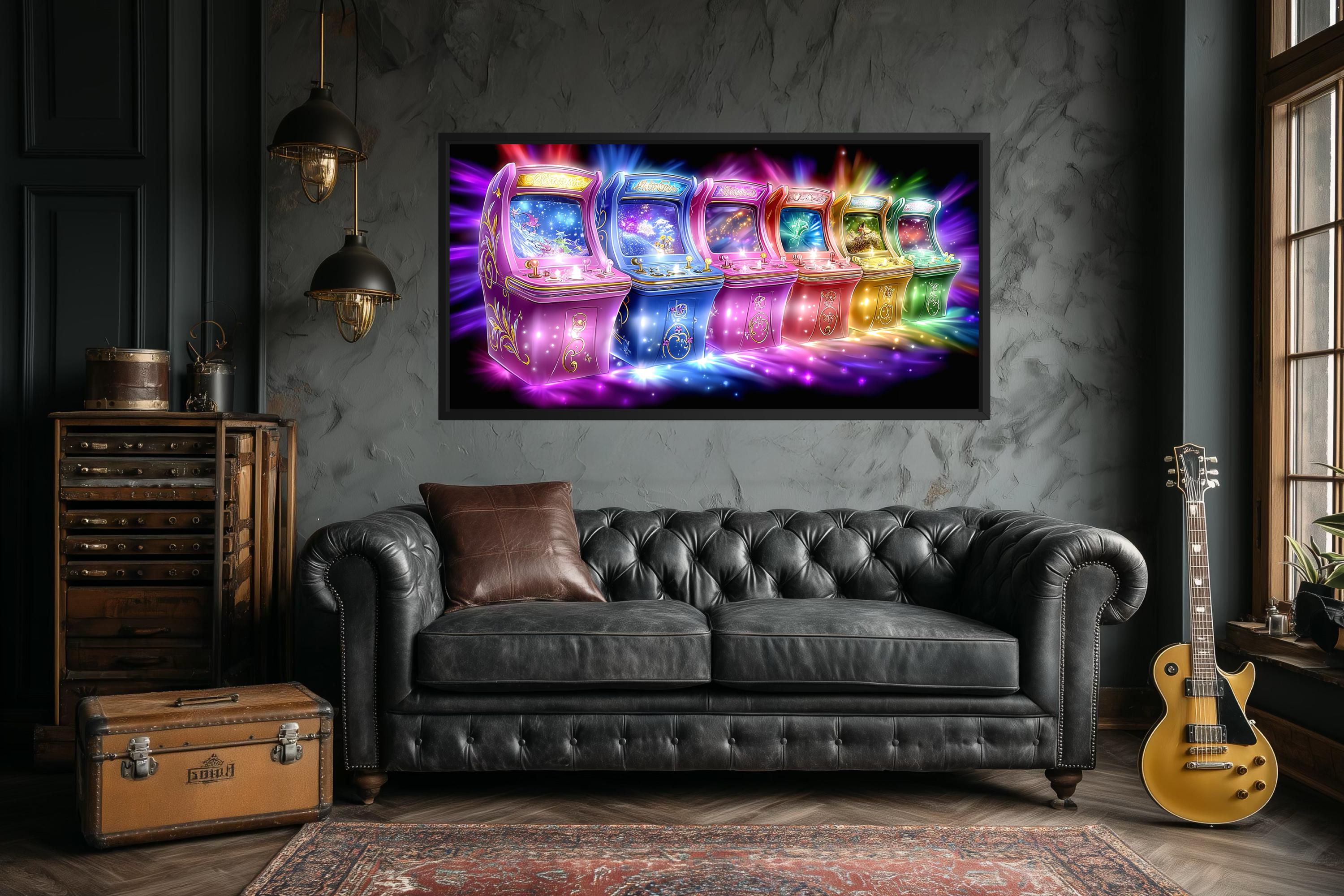Neon Retro Arcade Wall Art Gaming Canvas Wall Art