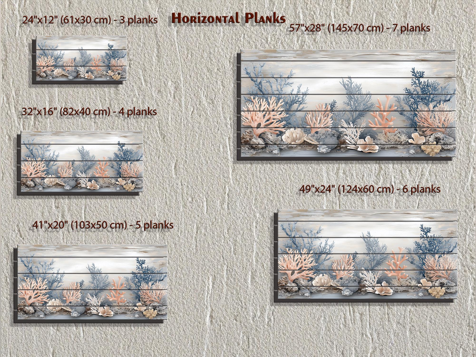 Neutral Coral In Beige Blue Gray Peach Distressed Wood Wall Art For Coastal Decor