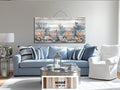 Neutral Coral In Beige Blue Gray Peach Distressed Wood Wall Art For Coastal Decor