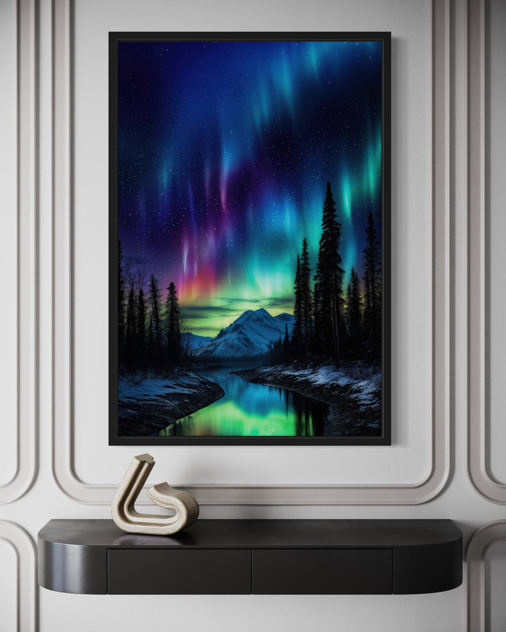 Northern Lights Stunning Aurora Borealis Framed Canvas Wall Art