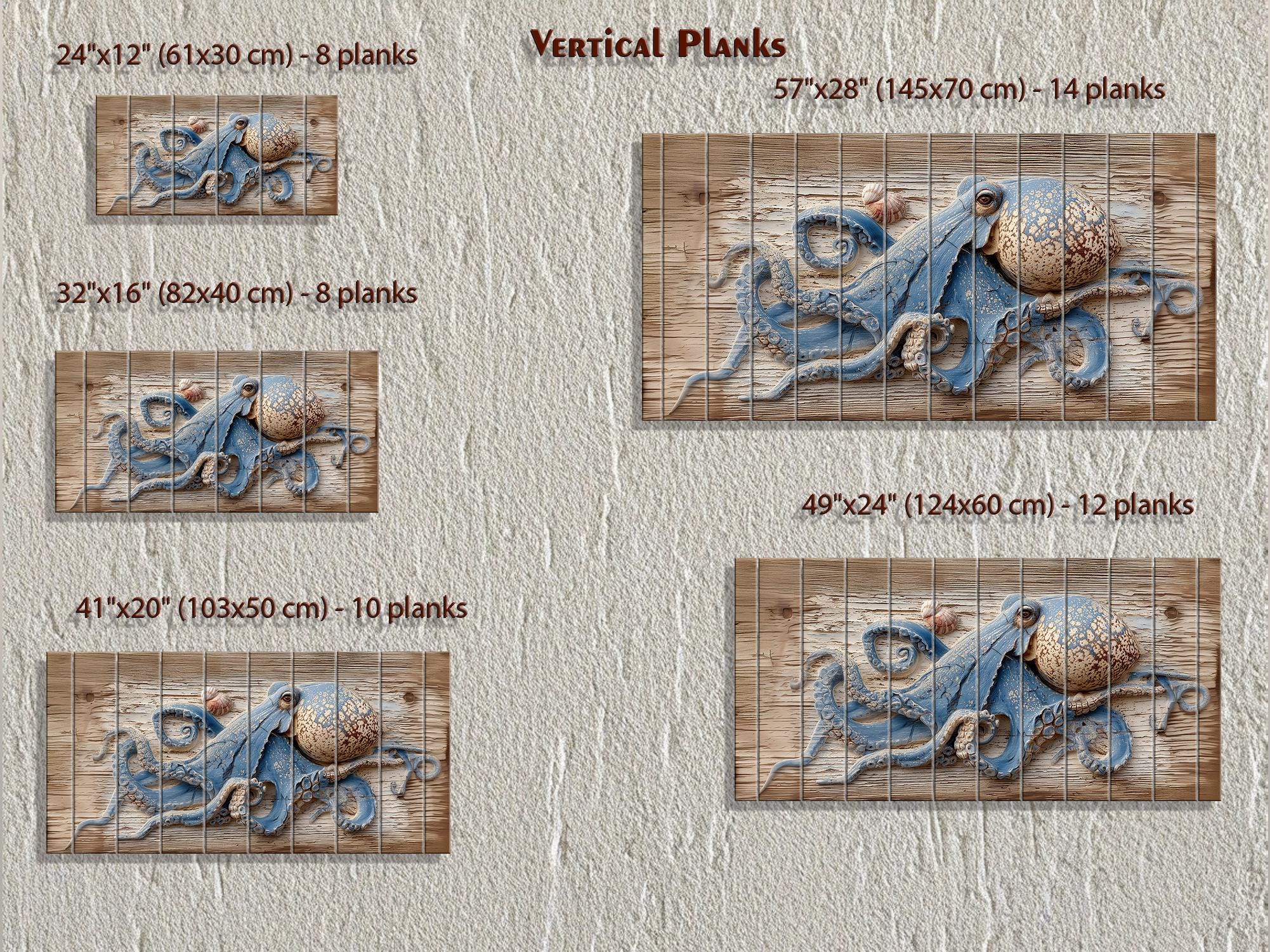 Octopus On Driftwood Painting Distressed Wood Wall Art