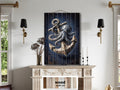Octopus and Anchor Distressed Wood Wall Art, Nautical Wall Decor