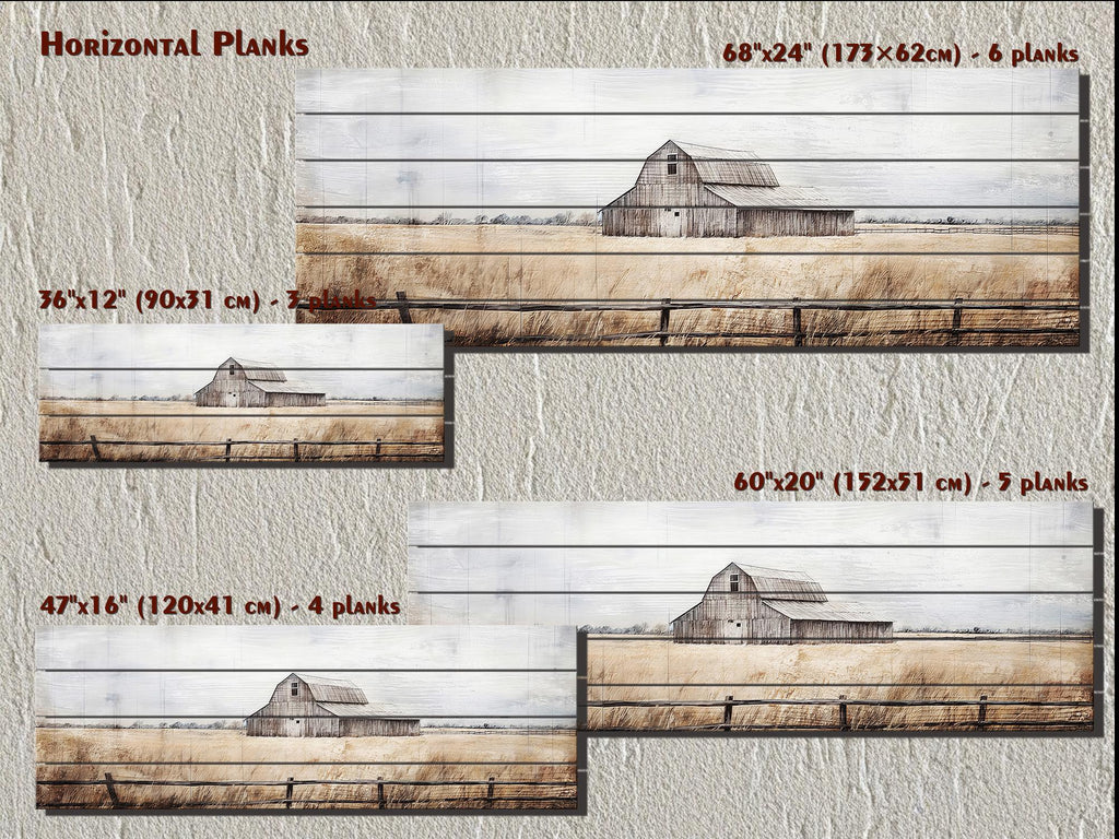 Old Barn Long Horizontal Rustic Distressed Wood Wall Art