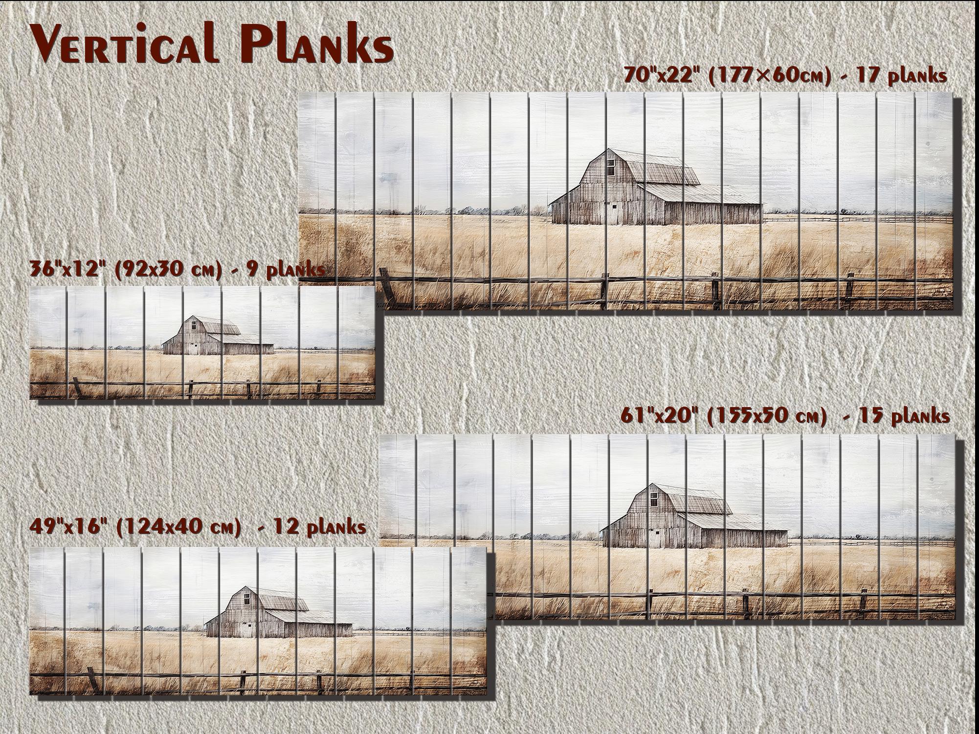 Old Barn Long Horizontal Rustic Distressed Wood Wall Art