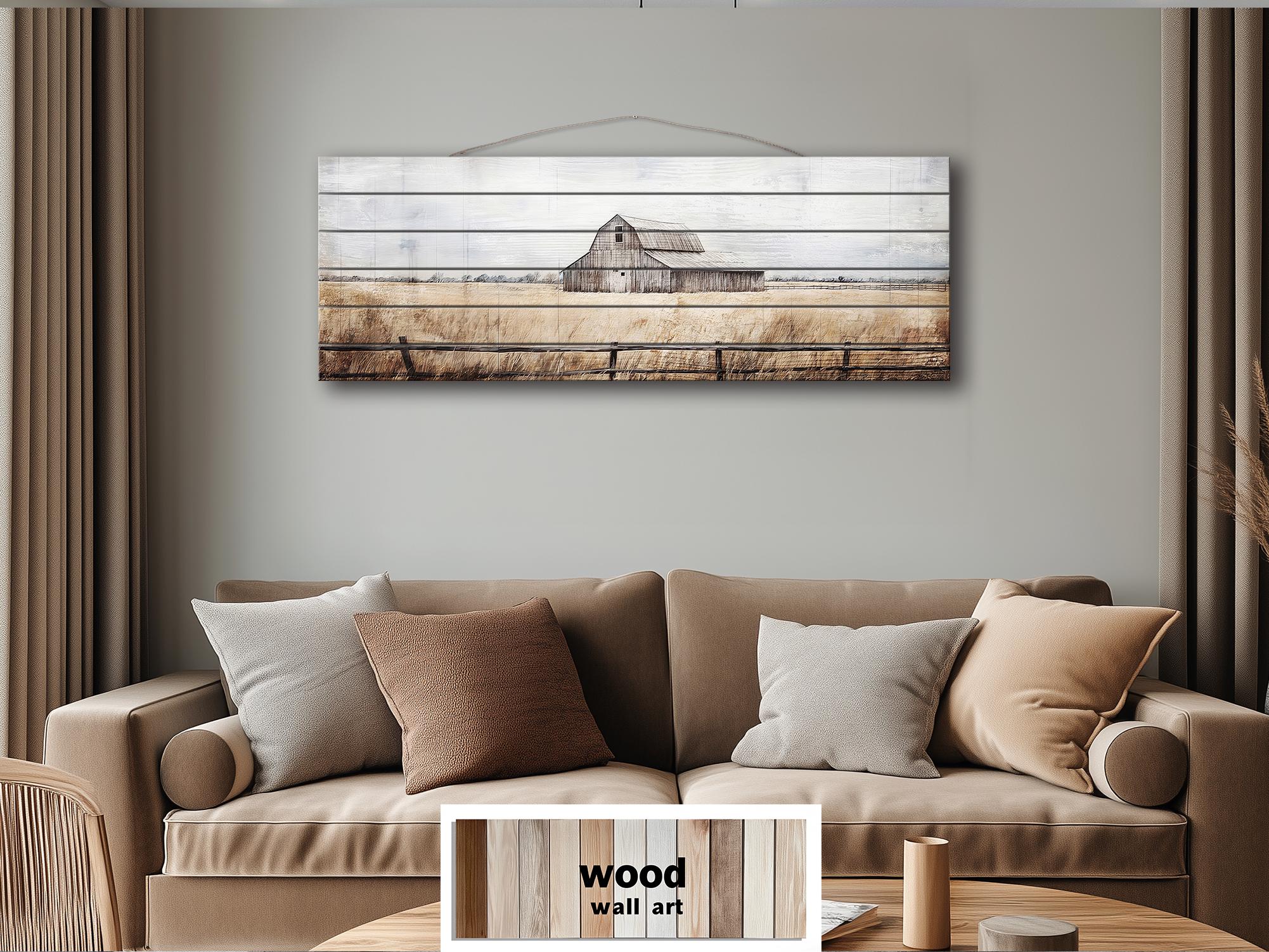 Old Barn Long Horizontal Rustic Distressed Wood Wall Art