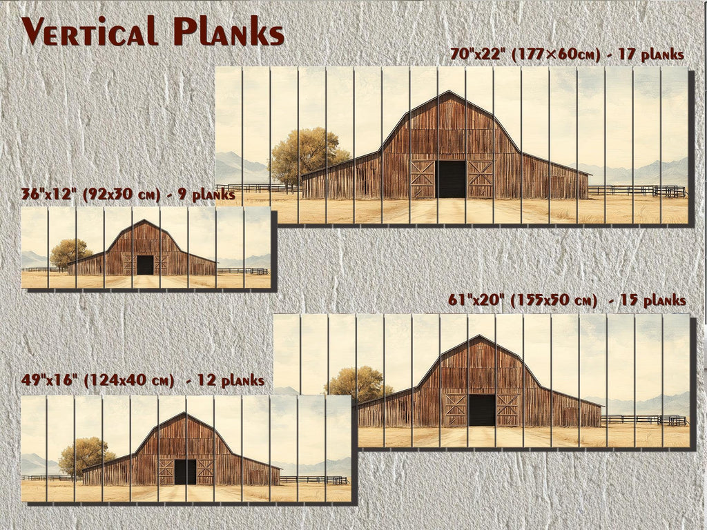 Old Brown Barn Long Horizontal Real Wood Wall Art