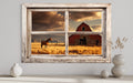 Old Farm With Red Barn And Horse Window View Wall Art