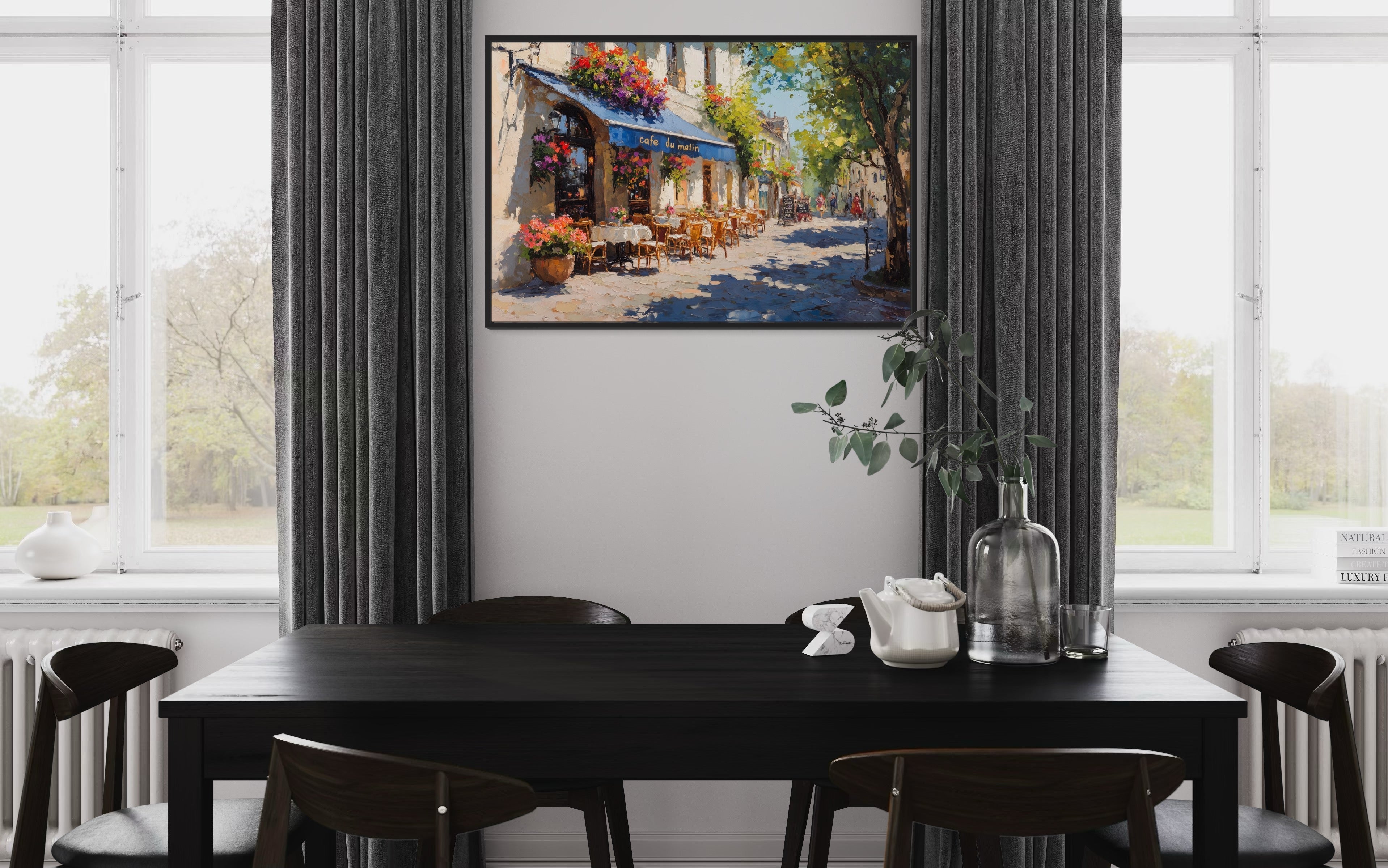 Paris Street Cafe Framed France Canvas Wall Art