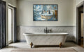 Penguins in a Bathtub Framed Canvas Wall Art