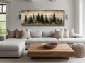 Pine Forest Mountain Landscape Distressed Long Horizontal Rustic Wood Wall Art