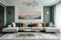 Pink And Green Pastel Mountain Landscape Above Bed Wall Art