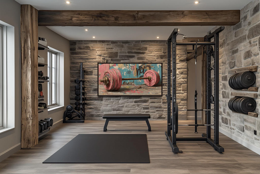 Pink Graffiti Barbell Wall Art For Women's Gym Decor